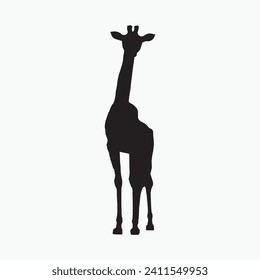 Black giraffe sill silhouette vector on white background