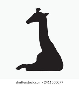 Black giraffe sill silhouette vector on white background