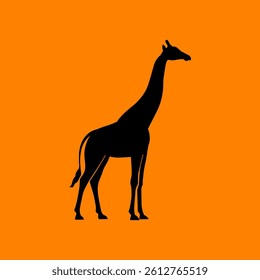 black giraffe vector with orange background