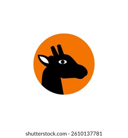 black giraffe vector and orange circle