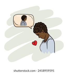 Black girl with a broken heart thinks about her boyfriend