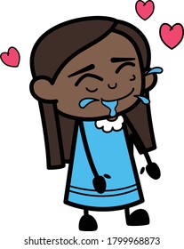 Black Girl Cartoon Drooling In Love Character Design Illustration