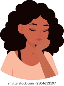 Black girl with closed eyes, illustration