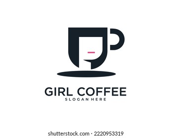 black girl coffee cup logo design