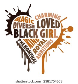 Black Girl heart with many shadows of brown. Design for black people.