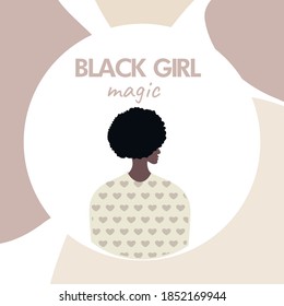Black Girl magic concept.  BLM, Black lives matter,  African Americans and white people  in mask against racism, protest banners and posters about Human Right of Black People in US
