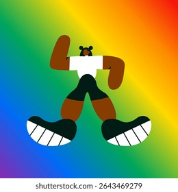 Black girl on the background of LGBT and transgender flag during the celebration of pride month against violence, discrimination, human rights violation. Flat vector illustration.