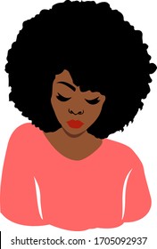 Black girl with pink dress, Afro woman, curly hair, isolated on white background. Beauty and fashion african girl.
