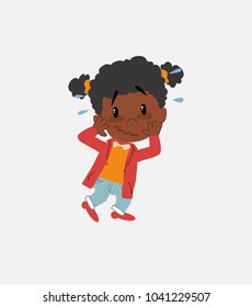 Black girl pleasantly surprised.