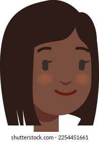 Black girl portrait. Young female cartoon head