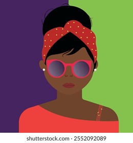 
Black girl with red glasses