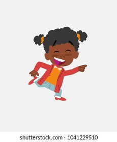 Black girl running smiling.