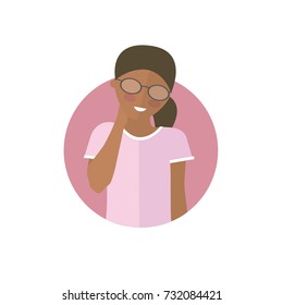 Black girl shy, flat design vector icon