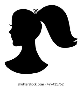 Black Girl Silhouette Ponytail Lashes Peoplewoman Stock Vector (royalty 