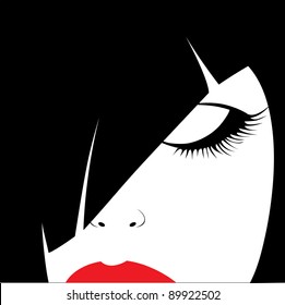 black girl with straight hair (picture   poster vector)