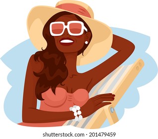 black girl in summer straw hat