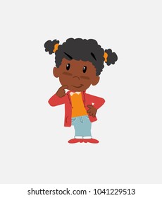 Black girl thoughtful and happy.
