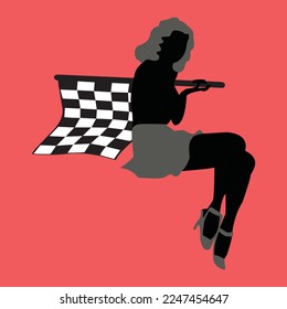 Black girl with white flag vector illustration