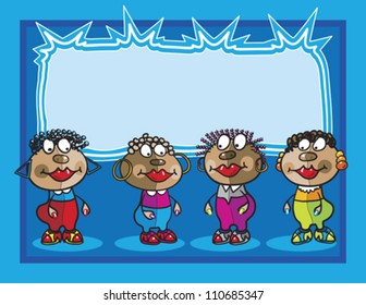 black girls background, abstract vector art illustration