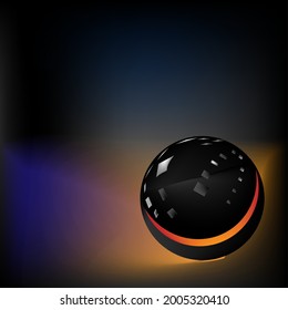 Black glass ball on multicolored pattern background wallpaper design.Vector illustration.