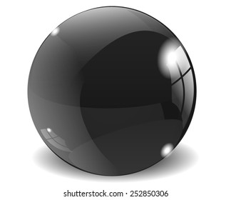 Black glass ball - realistic vector