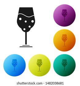 Black Glass of beer icon isolated on white background. Set icons colorful circle buttons. Vector Illustration