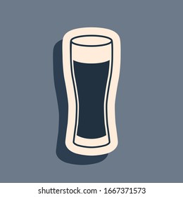 Black Glass of beer icon isolated on grey background. Long shadow style. Vector Illustration