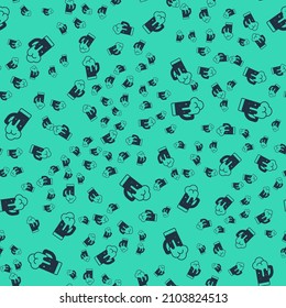 Black Glass of beer icon isolated seamless pattern on green background.  Vector