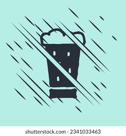Black Glass of beer icon isolated on green background. Glitch style. Vector