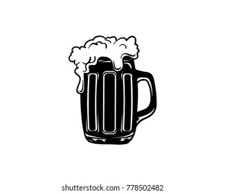 Black Glass Beer Illustration Logo Vector