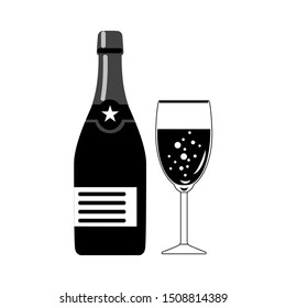 black glass and bottle icon vector.