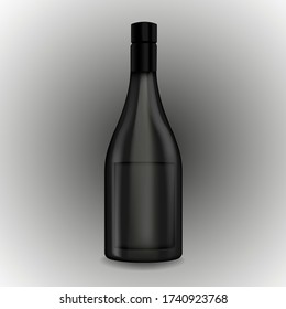Schwarze Glasflasche. Isolierter Vektor. Champagne