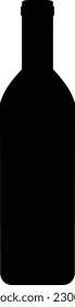 Black glass bottle with white background