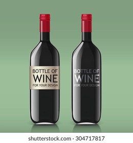 Black glass bottles for wine. Use these empty bottles for your design. A set of samples. Vector illustration.