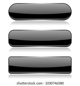 Black glass buttons. Vector 3d illustration
