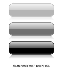 Black glass buttons. Vector 3d illustration isolated on white background