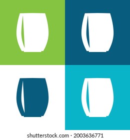 Vidrio negro de lados convexos Plano cuatro colores conjunto de iconos mínimo