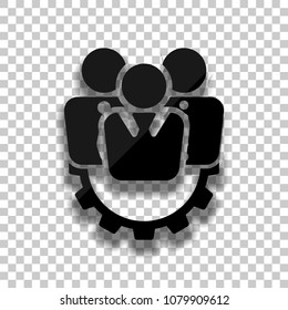. Black glass icon with soft shadow on transparent background