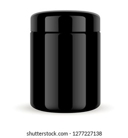 Download Black Glass Jar Cosmetic Container Glossy Stock Vector Royalty Free 1277227138