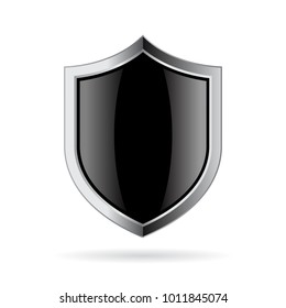 Black glass shield vector image illustration isolated on white background