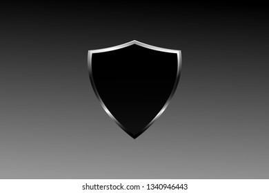 Black glass shield vector image illustration isolated on white background 
