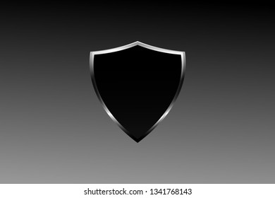 Black glass shield vector image illustration isolated on white background 