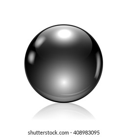 Black glass sphere with reflections