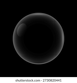 Esfera de cristal negro con reflejo suave sobre fondo oscuro