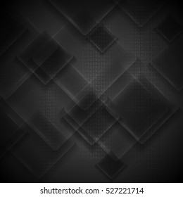 Black glass squares abstract tech design. Vector corporate geometric background with binary code