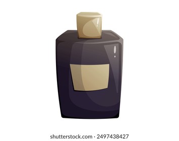 Black glass transparent jar with lid. Bottle with lotion or beauty product. Vector isolated cartoon illustration.