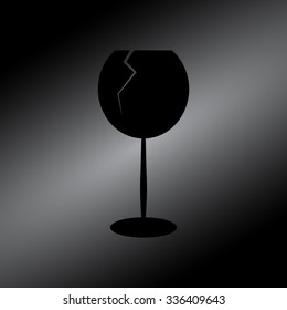 Black Glass Of Wine Icon 