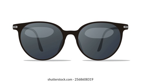 Black Glasses in Black Color Frame front view, vector illustration isolated on white, eps