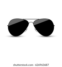 Lentes negros en forma de gota sobre un fondo blanco. Ilustración vectorial.