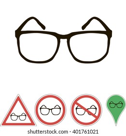 black glasses frame on white